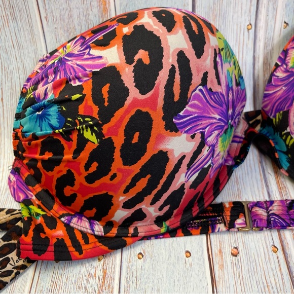 Victoria's Secret Bombshell Swim Bikini Hot Orchid Leopard 36/38 C or D Large - Picture 5 of 12